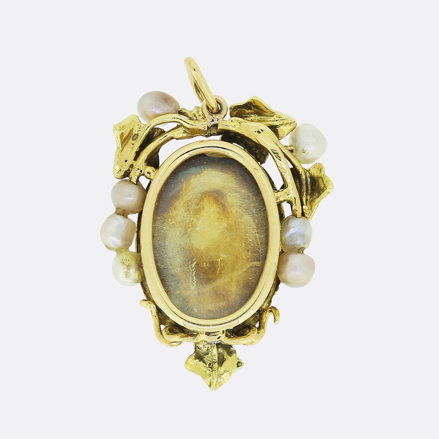 Victorian Pearl Diamond and Green Enamel Locket Pendant