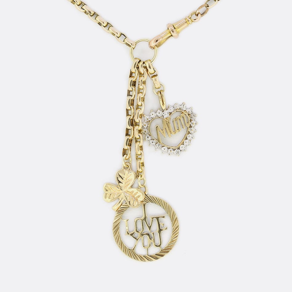 Vintage 'I Love You Mum' Charm Necklace