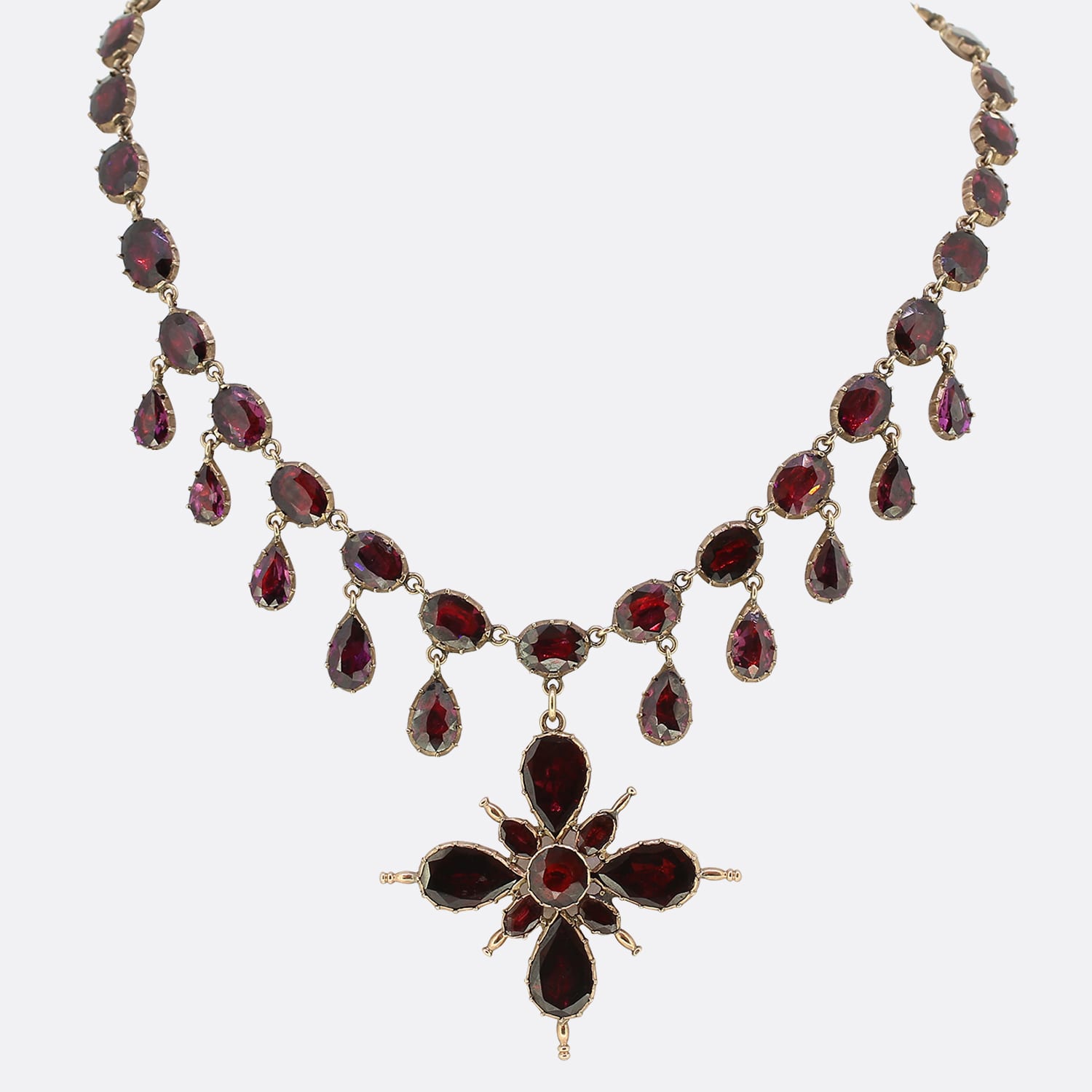 Georgian Flat Cut Garnet Necklace (649E) | The Antique Jewellery Company