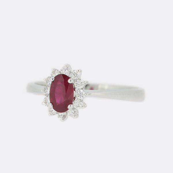 0.47 Carat Ruby and Diamond Cluster Ring