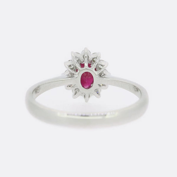 0.47 Carat Ruby and Diamond Cluster Ring